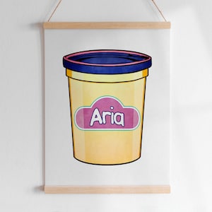 MASSA DE PLAY-DOH EM AQUARELA, Nome Personalizado, Letras Personalizadas, Arte Digital | Gráfico Montessori Moderno e Colorido para Imprimir, Sala de Brincar para Crianças