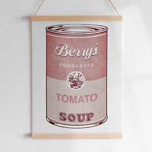 SOPA WARHOL EM AQUARELA, Nome Personalizado, Letra Personalizada, Arte Digital | Arte Pop Moderna Campbell's Colorida para Imprimir, Quarto Infantil
