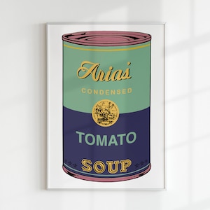 CAMPBELL SOUP x WARHOL nome personalizado letra personalizada arte digital | Gráfico colorido para impressão moderno pop art berçário família crianças sala de jogos