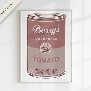 CAMPBELL SOUP x WARHOL Nome personalizado Carta personalizada Arte digital | Arte pop moderna gráfica colorida para impressão Berçário Família Crianças Sala de jogos