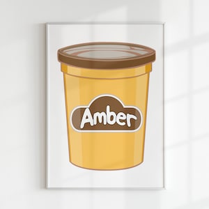 WARHOL x PLAY-DOH com nome personalizado letra personalizada arte digital | Sala de jogos infantil para berçário de massa colorida moderna com gráfico Montessori para impressão