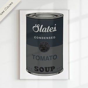 CAMPBELL SOUP x WARHOL nome personalizado letra personalizada arte digital | Gráfico colorido para impressão moderno pop art berçário família crianças sala de jogos