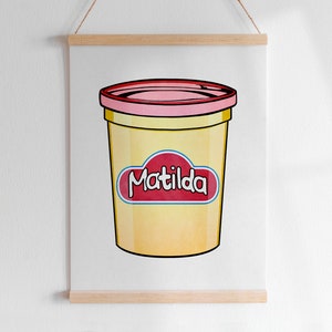 AGUARELA PLAY-DOH com nome personalizado letra personalizada arte digital | Sala de jogos infantil para berçário de massa colorida moderna com gráfico Montessori para impressão