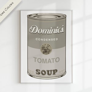 CAMPBELL SOUP x WARHOL nome personalizado letra personalizada arte digital | Gráfico colorido para impressão moderno pop art berçário família crianças sala de jogos