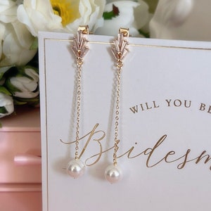 Round Pearl Drop Earrings/ Pearl Drop Earrings/ Pearl Dangle Earrings