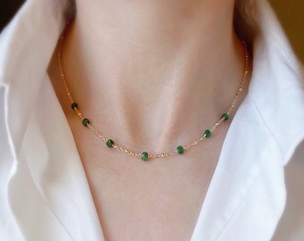 Natural Emerald Necklace/ May Birthstone necklace/ perfect Birthday Gift For Women