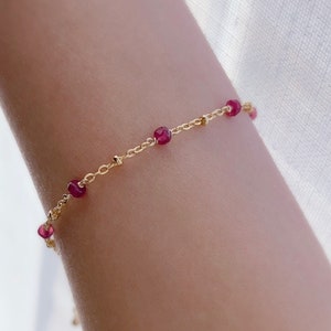Ruby Bracelet/ July Birthstone Bracelet/ Special Birthday Gift For Women/ Birthstone Gift