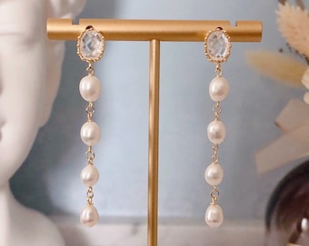 Freshwater Pearl Earrings/ Bridal Earrings/ Wedding Earrings/ Statement ...