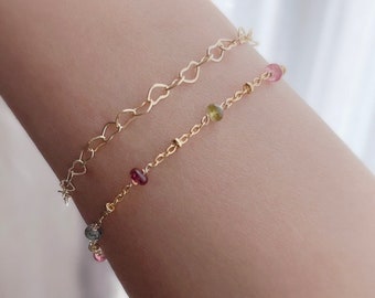 Bracciale con perline di tormalina rondelle