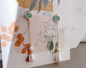 Freshwater Pearl Drop Earrings/ Pearl Drop Earrings/ Pearl Dangle Earrings
