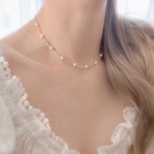 Freshwater Pearls Beaded Necklace/ Elegant Pearl Beaded Necklace/ Special Gift For Women