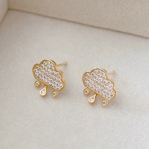 CZ Paved Cloud Ohrstecker / Sterling Silber Ohrringe / besonderes Geschenk für Sie