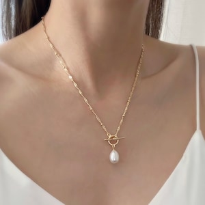 Freshwater Pearl Toggle Clasp Necklace, Pearl Necklace, Toggle Clasp Necklace, Elegant Necklace/ Birthday Gift For Her