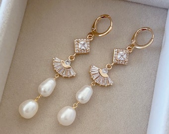 Boucles d'oreilles en perles d'eau douce/Boucles d'oreilles de mariée/Boucles d'oreilles de mariage/Boucles d'oreilles tendance