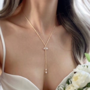 Set di gioielli da sposa/Collana Lariat/Collana di perle a Y/Collana di perle/Collana da sposa/Gioielli da sposa