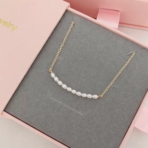 GOLD FILLED Tiny Pearl Bar Necklace/ Delicate Pearl Necklace/ Perfect Gift For Her/ Dainty Necklace/ Minimal Jewelry/ Special Gift