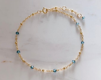 London Blue Topaz Beaded Bracelet, 18K Gold Plated