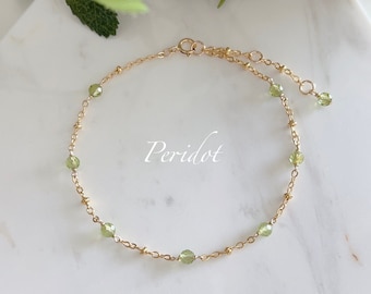 August Peridot Dainty Bracelet/ November Birthstone Bracelet/ Special Birthday Gift For Women