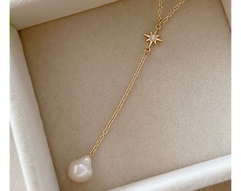 Baroque Pearl  Y-Necklace / Special Gift For Women/ Birthday Gift For Women/ Bridal Necklace / Bridesmaids Necklace