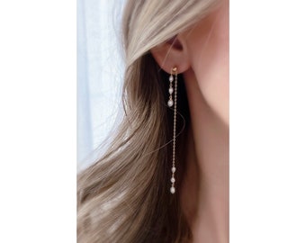 Freshwater Pearl Droplets Earrings/ Pearl Drop Earrings/ Pearl Dangle Earrings