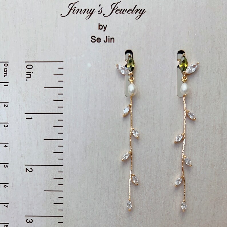 Cimenexe Bohemian Crystal Leaf Jacket Earrings Gold Cz Leaf Tassel Drop...