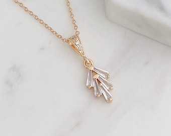 Gold Leaf Charm Necklace - Minimal Bridal Jewelry