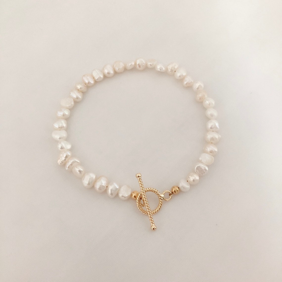 Freshwater Pearl Toggle Clasp Bracelet Etsy