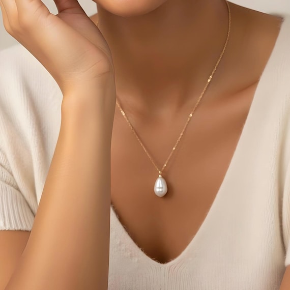 Collana Di Perle Akoya Barocche Con Finitura Lucida In Oro 18k, Miglior Marchio Di Gioielli In Perle – PEARLY LUSTRE - Foto 2