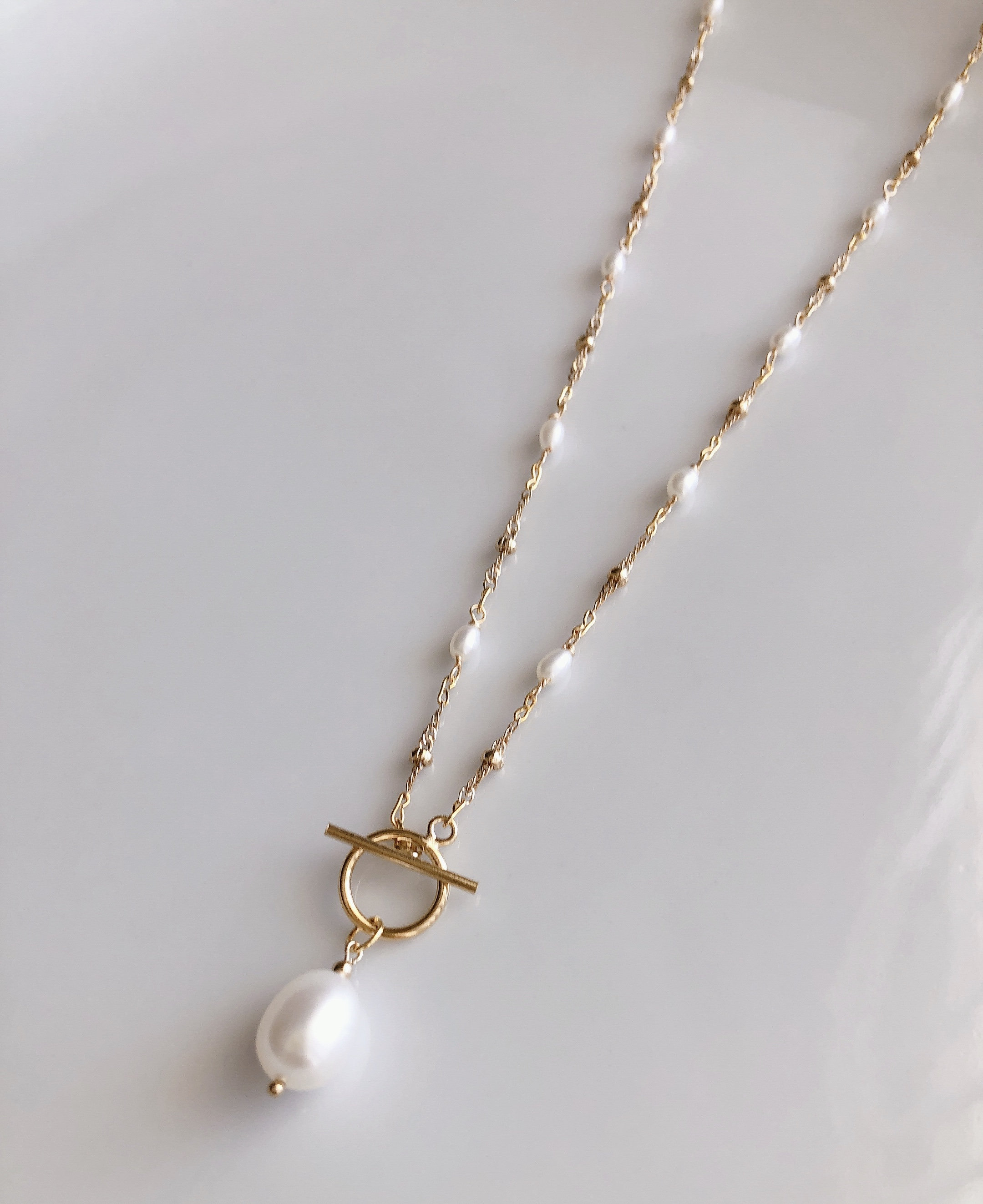 14K GOLD FILLED Toggle Clasp Pearl Necklace/ Freshwater Pearl Etsy