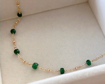 Natural Emerald Necklace/ May Birthstone necklace/ perfect Birthday Gift For Women