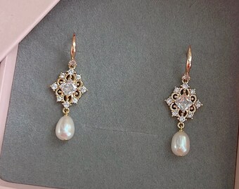 Art Deco Bridal Earrings/ Bridal Earrings/ Wedding Earrings/ Statement Earrings