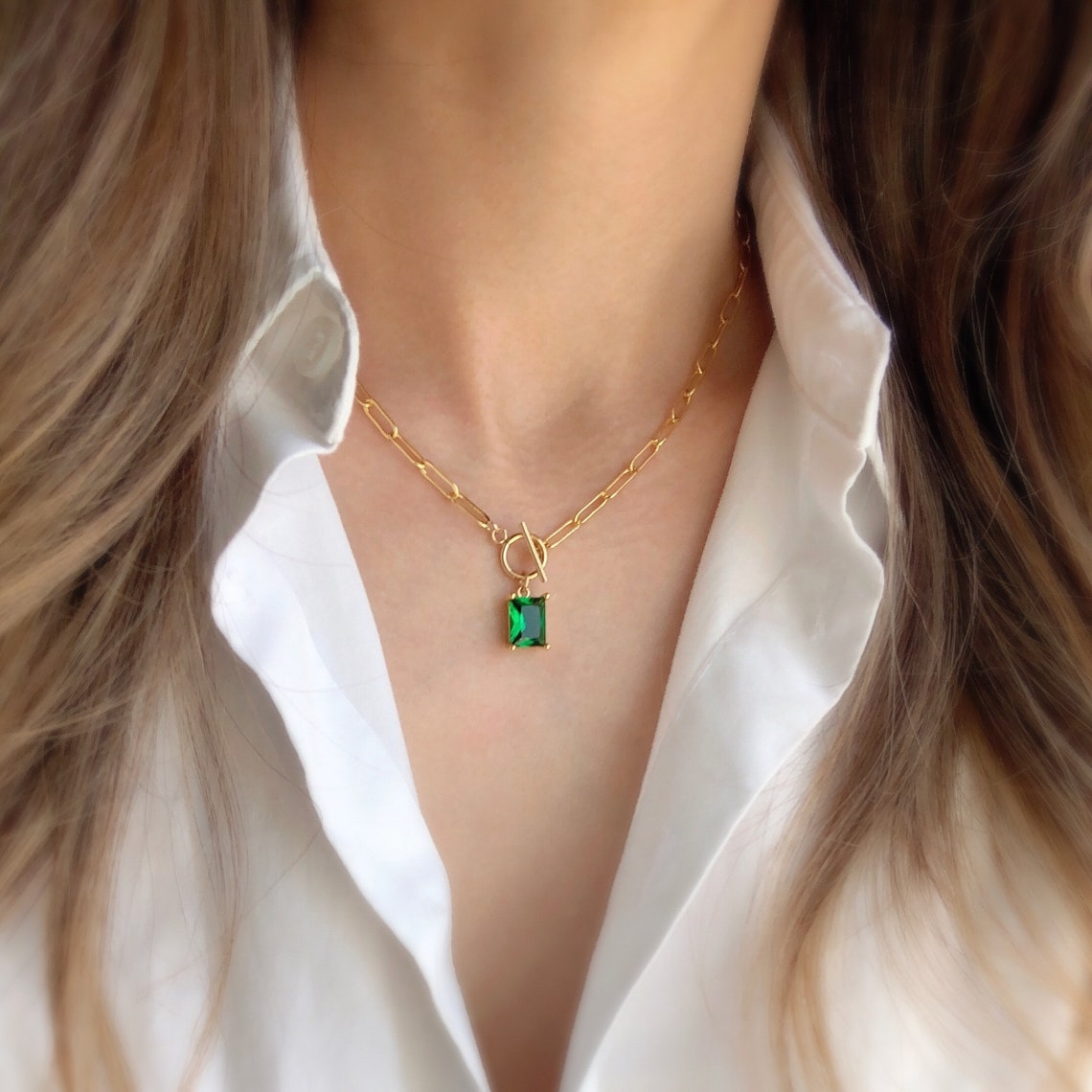 Emerald Tube Necklace main image 0