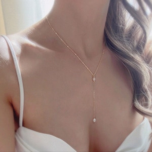 Pearl Lariat Necklace/ Y-Pearl Necklace/ Pearl Necklace/ Bridal Necklace/ Wedding Jewelry image 4
