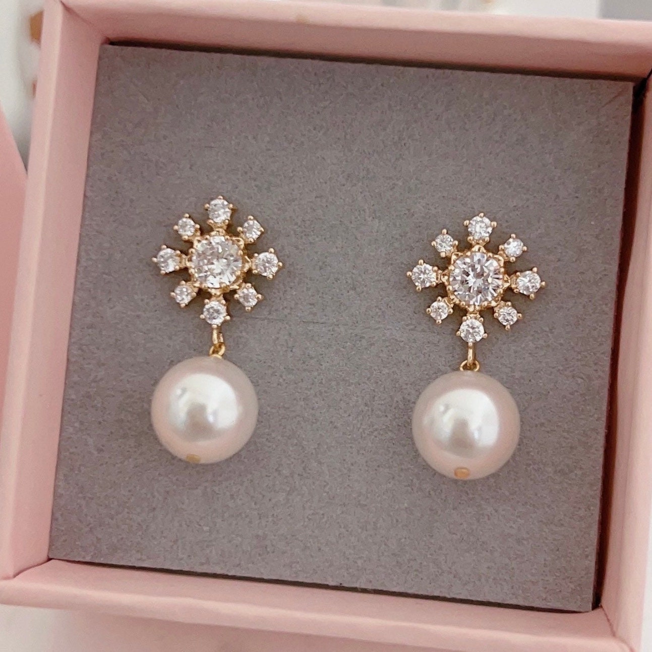 ピアス wing bling 14k gold set swarovski pearl earrings Swarovski Pearl Drop Earrings/ Pearl Drop Earrings/ Pearl