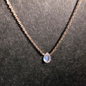 Gold Filled Blue Flash Moonstone Necklace/ Teardrop Shape Moonstone Necklace/ Dainty Necklace/ Birthstone Necklace/ Birthday Gift For Her