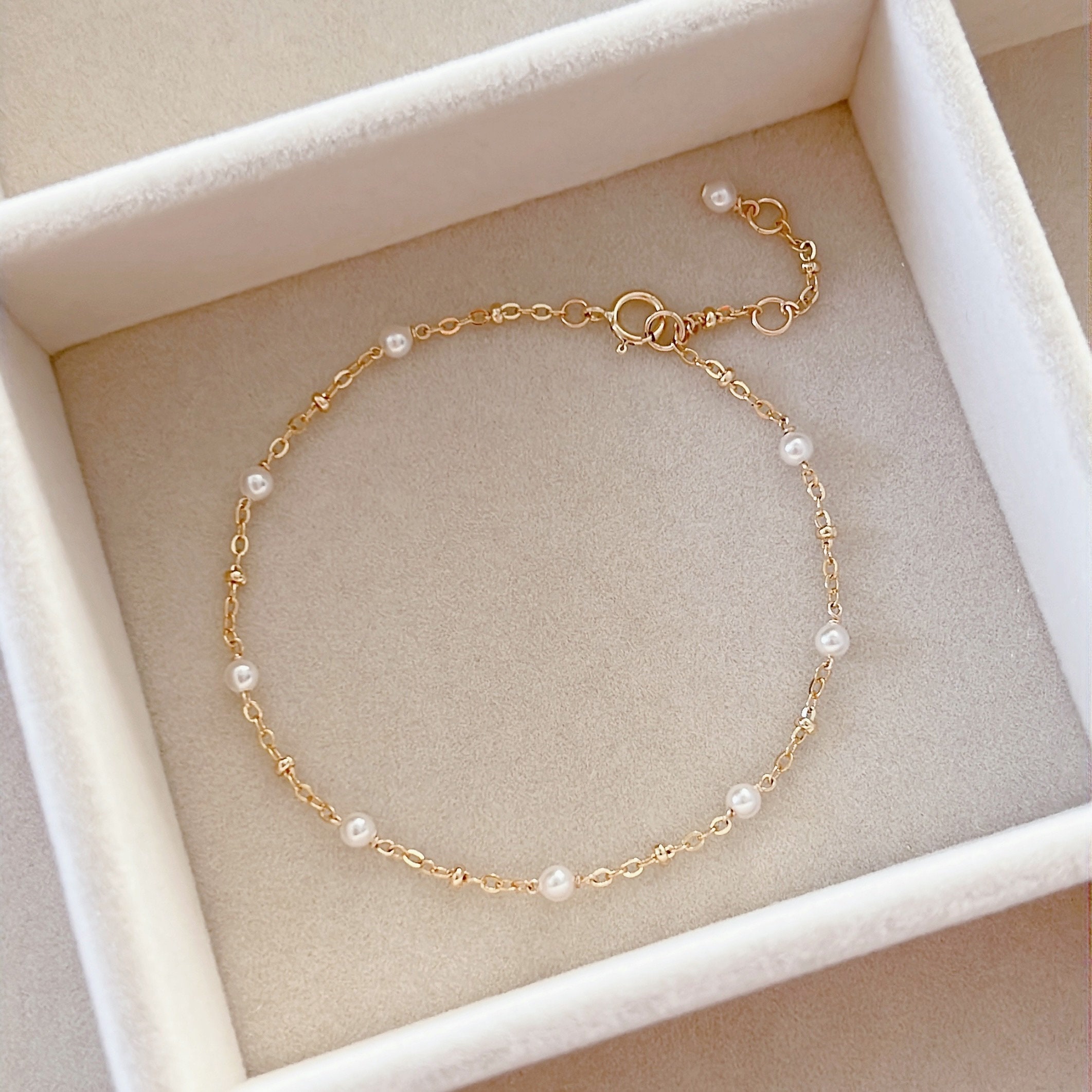 Swarovski Pearl Dainty Bracelet/ September Birthstone Bracelet/ Special Birthday Gift For Women
