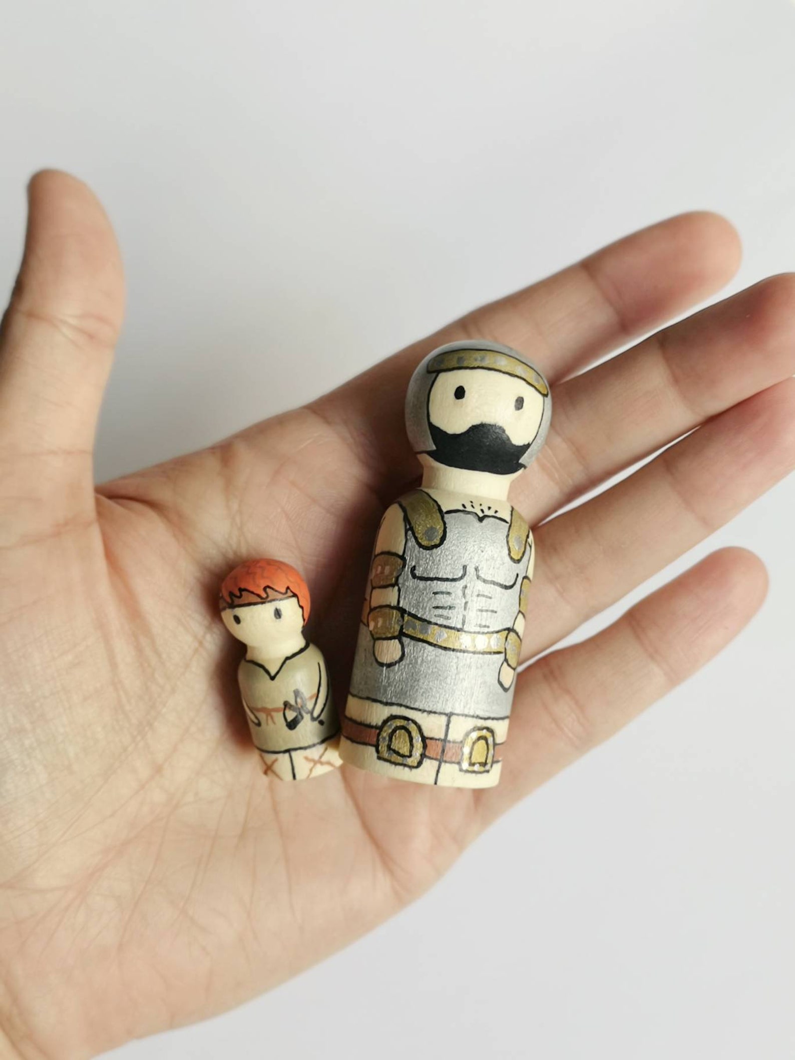 David & Goliath Peg Dolls set Montessori Learning Wooden Toy | Etsy