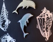 Eco friendly dolphin brooch made of recycled wood, epoxy resin. Large wooden brooch good gift for sea lover, eco activist, sailor, swimmer