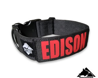 Personalized 2" Dog Collar Black and Choose Name Color