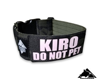 Tactical Dog Collar 2" Personalized Patch with 2 Lines, Solid Black, Name and Message