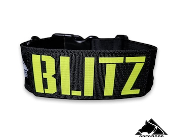 Tactical Dog Collar Black 2" with  personalized patch