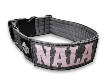 Personalized 2" Tactical Dog Collar with  Western Font Personalized Patch ID Genuine Mil Spec and US Sourced Materials