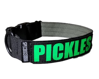 Tactical Dog Collar Gray 1.5" Dog Collar with Plastic Quick Release Buckle and Removable Name Patch