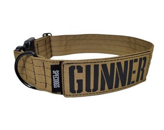 Tactical Dog Collar Coyote 2" with stencil style personalized patch