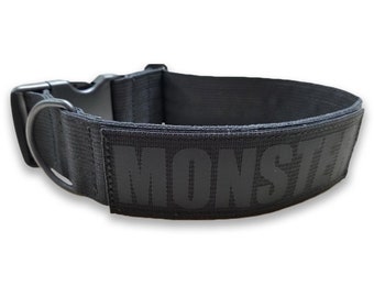 Tactical 2" Dog Collar with Quick Release Plastic Buckle and Personalized Patch ID Genuine Mil Spec and US Sourced Materials