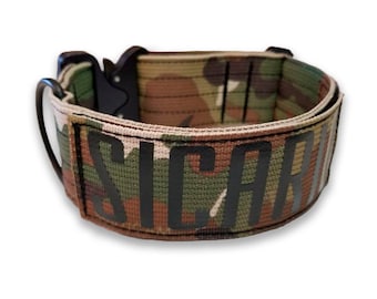 Tactical Dog Collar with Personalized Patch and quick release plastic buckle