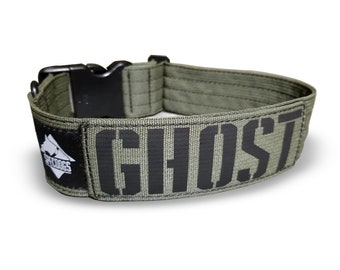 Tactical  2" Dog Collar Solid Army Green Custom with Military style Font