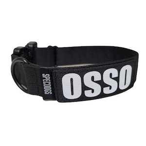 K9 Tactical Dog Collar Solid Navy Blue 1.5&quot; with Plastic Quick Release Buckle and Name Patch