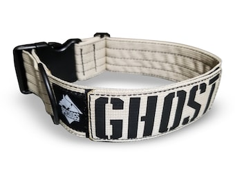 Tactical Dog Collar Solid Desert Sand 2"  Plastic Quick Release Buckle with Militia edition personalized patch