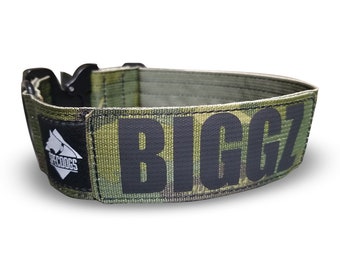 Premium Tactical Dog Collar with quick release value line buckle and personalized patch